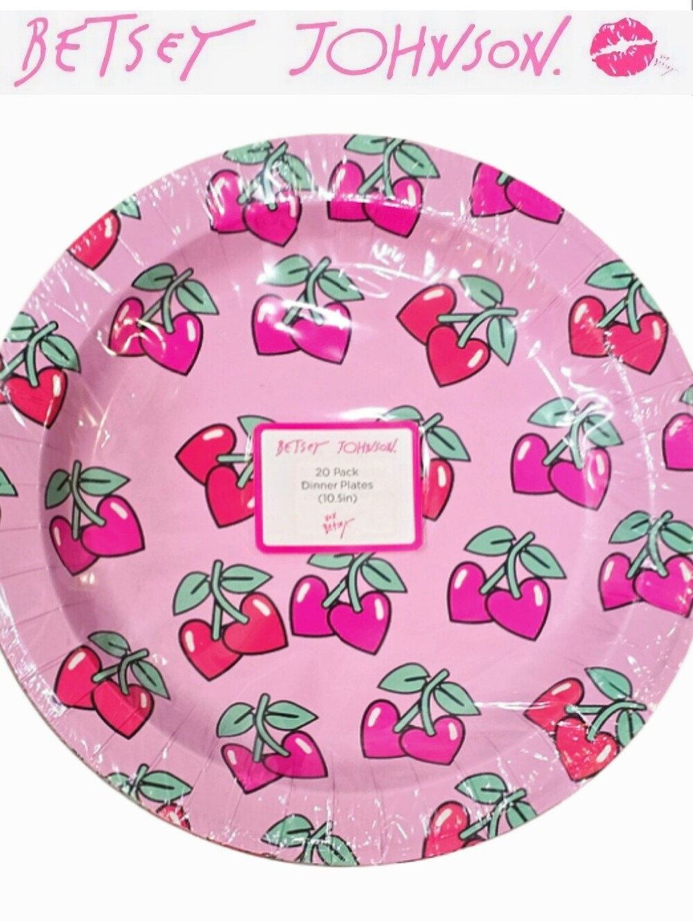 Betsey‎ Johnson Heart Cherries Disposable Dinner Plate Set